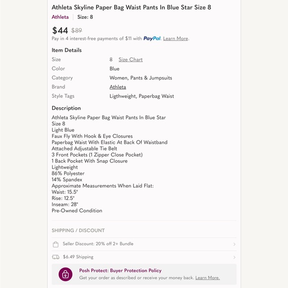 Athleta Light Blue Tie-Waist Pants - Picture 15 of 15